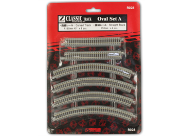 Rokuhan 97028 R028 Einfaches Kreis-Oval R195 mm-45° (8 Stk.) + gerade 110 mm (4 Stk.)