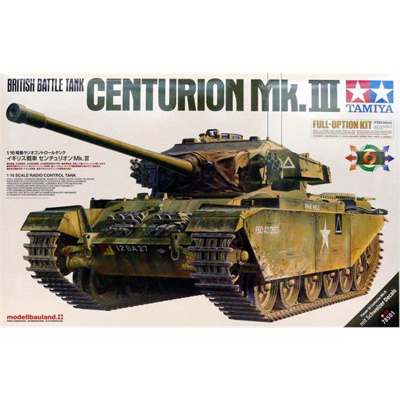 Tamiya 56045 RC British Tank Centurion MKIII Full Option Kit, mit Schweizer Decals - 1:16