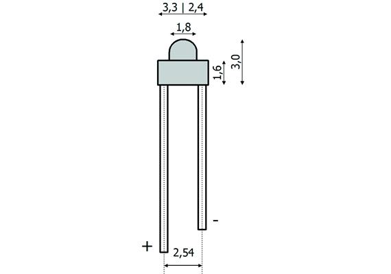 Tams 81-30132-10 LEDs 1,8 mm, mit Anschlussdrähten und Vorwiderstand, 10-24 V, warmweiß | Bild 3