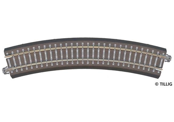 Tillig 83709 Gebogenes Gleis R310 mm / 30°, Bettungsgleis grau - H0m (1:87)