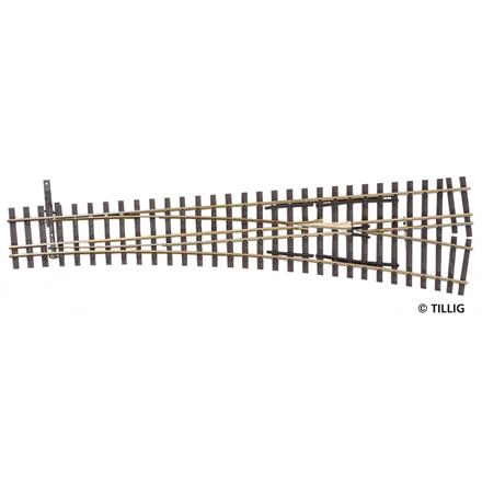 Tillig 85197 Dreischienen-Schmalspurweiche, rechts, Abzweig 15° - H0, H0m-H0
