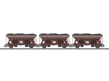 TRIX 24123 Drei Selbstentladewagen Fcs 6450 der Deutschen Reichsbahn (DDR) - H0 (1:87)