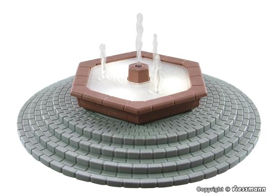 Viessmann 1316 Zierbrunnen mit 4 Fontänen und LED Beleuchtung, Fertigmodell - H0 (1:87)