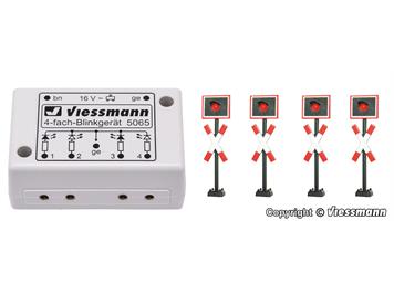 Viessmann 5835 Andreaskreuze mit Blinkelektronik, 4 Stück - H0 (1:87)