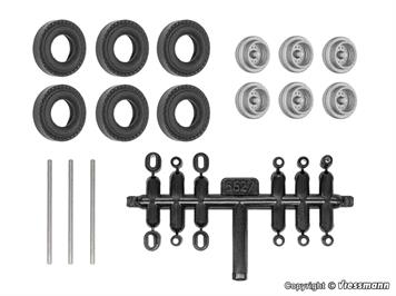 Viessmann 8422 Nachrüst-Set Gummireifen für Kibri Anhänger und Auflieger,Einfachbereifung