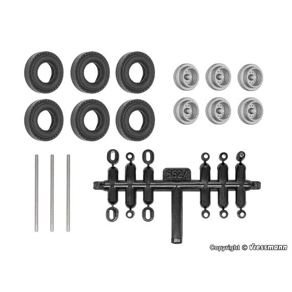 Viessmann 8422 Nachrüst-Set Gummireifen für Kibri Anhänger und Auflieger,Einfachbereifung