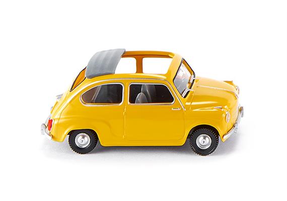 Wiking 009905 Fiat 600 mit offenem Faltdach gelb HO