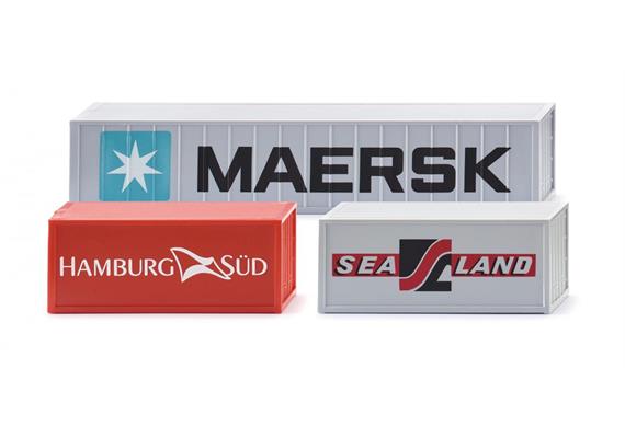 Wiking 095004 Zubehörpackung - Container 1x 40', 2x 20' - N (1:160) | Bild 1