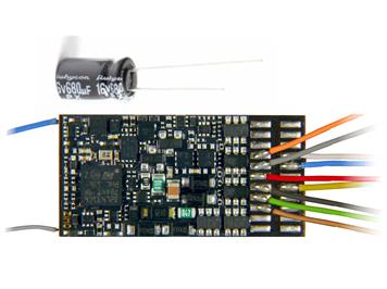ZIMO MN330 H0-Decoder mit Litzen, FU-Ausgänge mit 16V/680uF Kondensator, H0