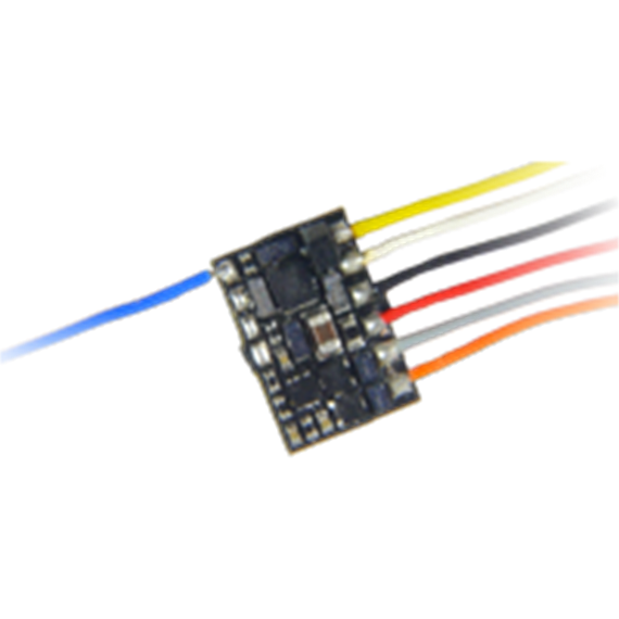 ZIMO MX615F Spur-Z Subminiatur-Decoder, 8,2 x 5,7 x 2mm, 0,5A Motor, 6pol. an Litzen