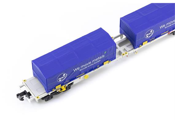 Arnold HN6659 4-achsiger Containertragwagen mit 2x blau 22' coil - N (1:160) | Bild 4