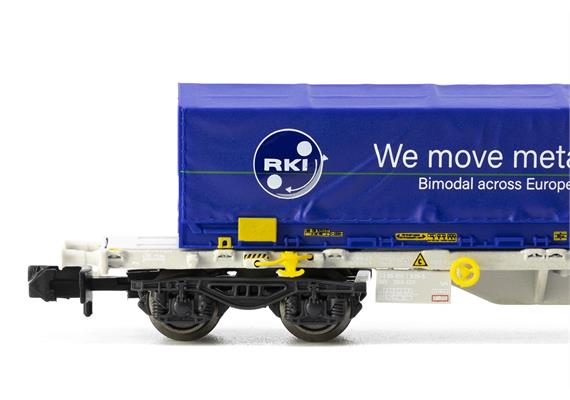 Arnold HN6659 4-achsiger Containertragwagen mit 2x blau 22' coil - N (1:160) | Bild 2