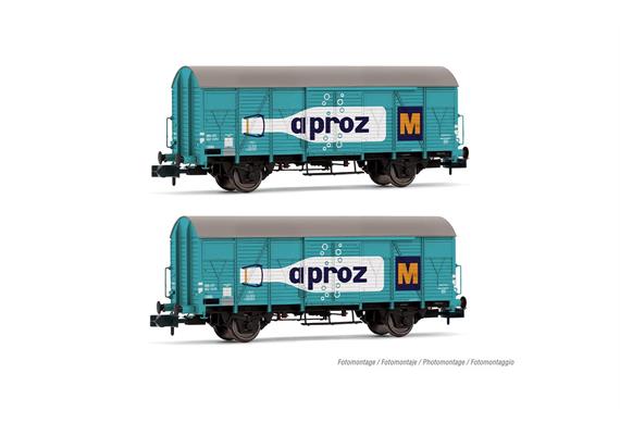 Arnold HN6683 SBB 2-teiliges Set 2-achsiger gedeckter Güterwagen K4, APROZ, Ep. III - N