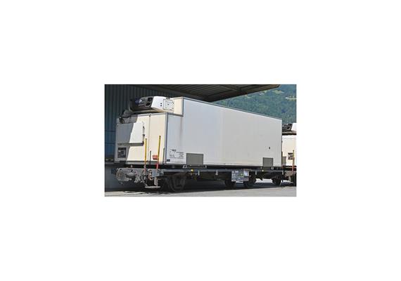 Bemo 2269 162 RhB Lb-v 7869 Tragwagen mit Kühlcontainer Y 11602, neutral weiß - H0m | Bild 1