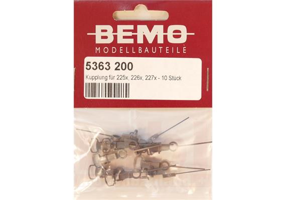 Bemo 5363 200 Kupplung für Wagen Art.Nr. 225x/226x/227x, 10 Stück - H0m (1.87)