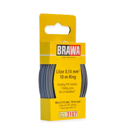 Brawa 3107 Litze 0,14 mm², grau, 10 m