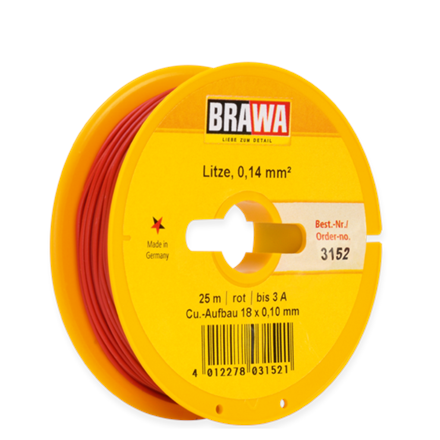 Brawa 3152 Litze 0,14mm rot, 25m