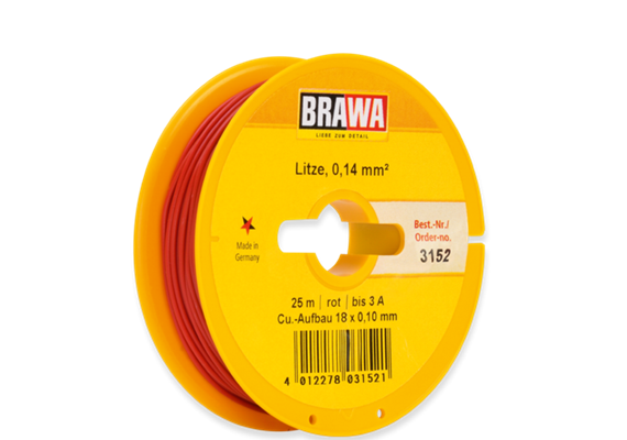 Brawa 3152 Litze 0,14mm rot, 25m