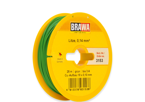 Brawa 3153 Litze 0,14mm grün, 25m