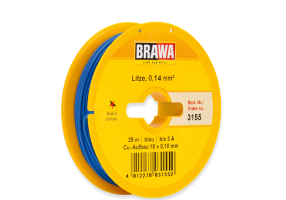 Brawa 3155 Litze 0,14 mm blau, 25 m