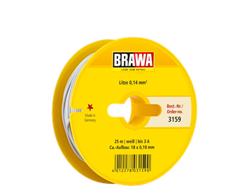 Brawa 3159 Litze 0,14mm weiss, 25m