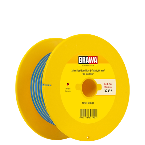 Brawa 32392 Flachbandkabel 3-fach blau, blau, gelb, 25 Meter, 0.14 mm²