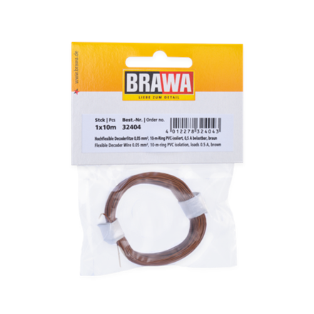 BRAWA 32404 Hochflexible Decoderlitze braun 0,05mm, Länge 10m