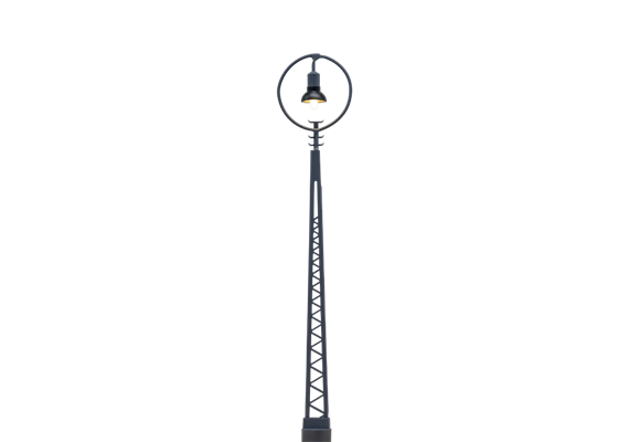 BRAWA 84027 Gittermastleuchte mit Ring, Stecksockel mit LED - H0 (1:87)