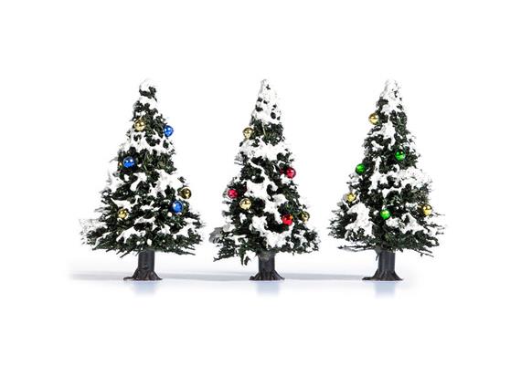 Busch 6464 3 Verschneite Weihnachtsbäume mit Kugeln - H0 (1:87)