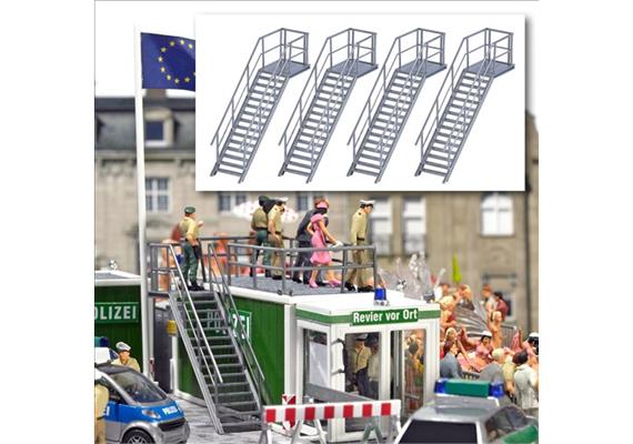 Busch 7758 Mini-Set: 4 Metalltreppen - H0 (1:87)