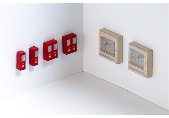 Busch 7780 Automatenset, 4 Kaugummi- und 2 Zigarettenautomaten - H0 (1:87)