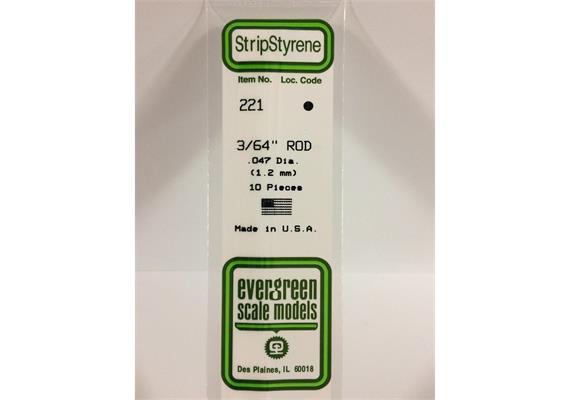 Evergreen 221 Rundstab, 35 cm lang, Durchmesser 1,20 mm, 10 Stück | Bild 2