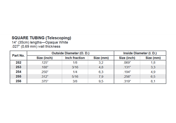 Evergreen 252 Quadratrohr, 35 cm lang, 3,2 mm Kantenl.-1/8. 3 Stück | Bild 3