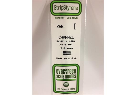 Evergreen 266 U-Profil, 350x4,8x1,6 mm - 3/16, 3 Stück | Bild 2