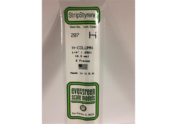 Evergreen 287 H-Profil, 350 x 6,3 x 6,0 mm - 1/4, 2 Stück | Bild 2