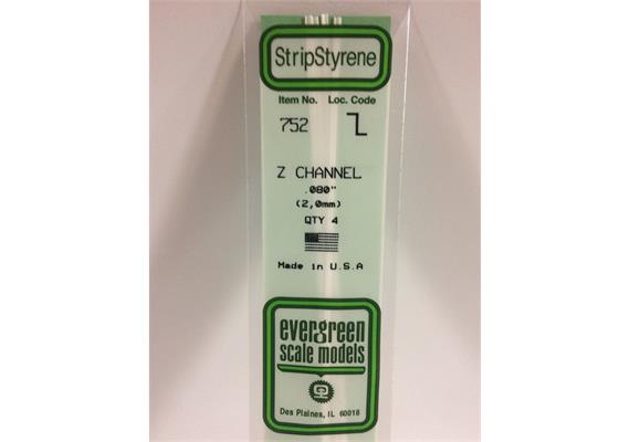 Evergreen 752 Z-Profil, 35 mm lang, Höhe 2,0mm, Dicke 0,40 mm , 4 Stück | Bild 2