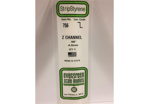 Evergreen 756 Z-Profil, 35 mm lang, Höhe 4,7mm, Dicke 0,66 mm , 3 Stück | Bild 2