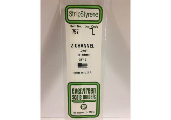 Evergreen 757 Z-Profil, 35 mm lang, Höhe 6,3mm, Dicke 0,70 mm , 2 Stück | Bild 2