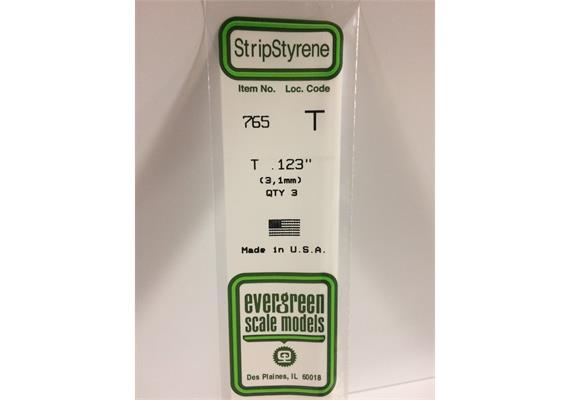 Evergreen 765 T-Profil, 35 mm lang, Höhe/Breite 3,1 mm, 3 Stück | Bild 2
