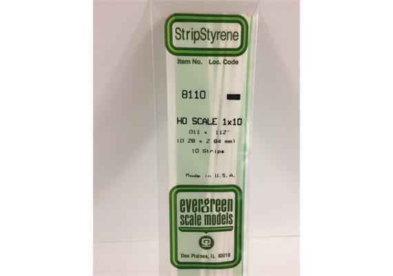 Evergreen 8110 Maßstab 1:87: Leisten, 350x0,3x2,8 mm, 10 Stück | Bild 2