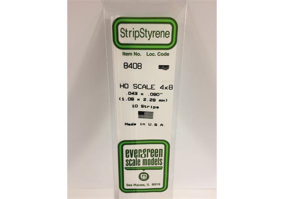 Evergreen 8408 Massstab 1:87: Leisten, 350x1,1x2,3 mm, 10 Stück | Bild 2