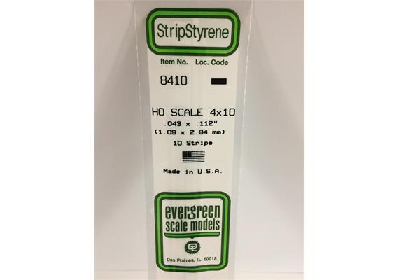 Evergreen 8410 Maßstab 1:87: Leisten, 350x1,1x2,8 mm, 10 Stück | Bild 2