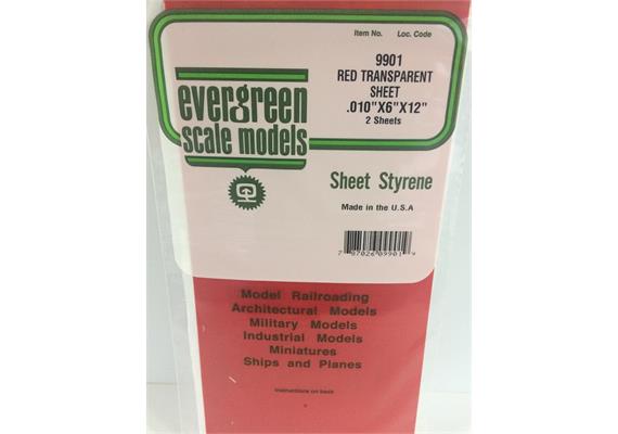 Evergreen 9901 Rote Polystyrolplatten, 2 Stück, 0,25x152,4x304,8 mm | Bild 2