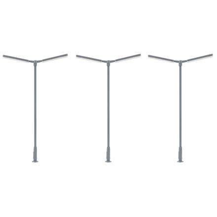 Faller 180122 LED-Kreuzmastleuchte, zweiarmig, kaltweiss, 3 Stück - H0 (1:87)