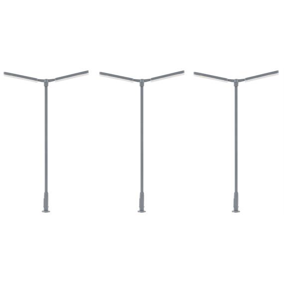 Faller 180122 LED-Kreuzmastleuchte, zweiarmig, kaltweiss, 3 Stück - H0 (1:87)