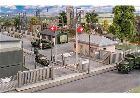 Faller 190770 Wachgebäude mit Schlagbaum der Schweizer Armee, H0 (1:87) | Bild 1