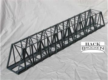 HACK 11450 HO Kastenbrücke 63 cm massive Streben grau K63, Fertigmodell aus Weissblech