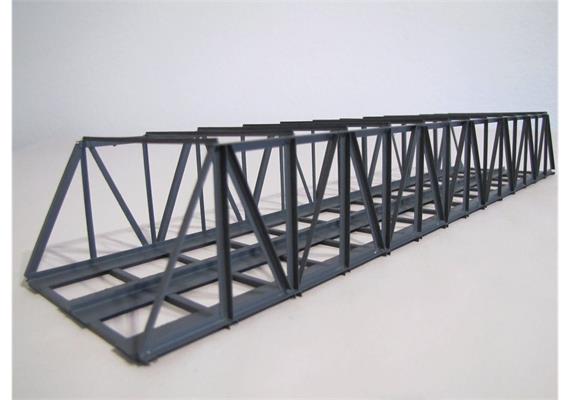 HACK 21210 Kastenbrücke lang 35 cm 2gleisig grau, KN35-2 Fertigmodell aus Weissblech - N