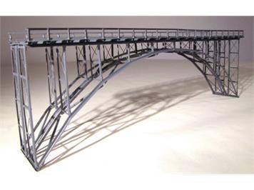 HACK 23220 N Hochbogenbrücke 32cm 2gleisig grau HN32-2, Fertigmodell aus Weissblech