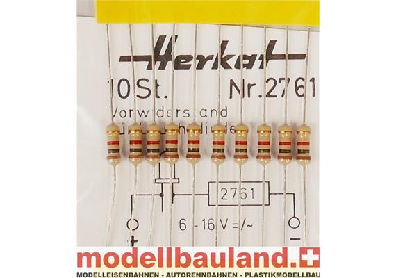 Herkat 2761 Vorwiderstand für LED, 6 - 16 V =/~, 10 Stück